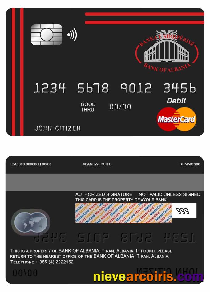 Albania Bank of Albania mastercard debit card